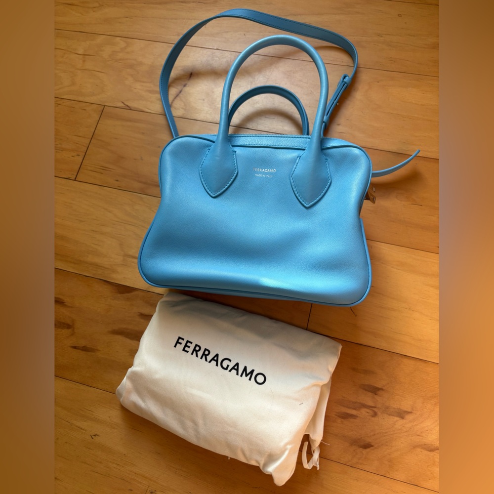 Salvatore Ferragamo star Turquoise Blue Leather Satchel